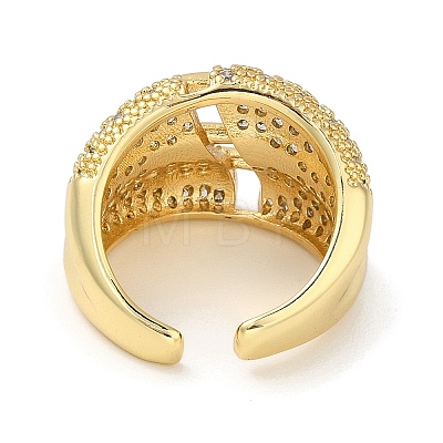 Rack Plating Brass Micro Pave Cubic Zirconia Cuff Finger Rings for Women RJEW-C114-20B-G-1