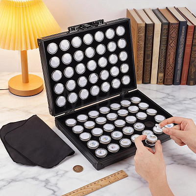 Rectangle Black Aluminum Alloy Organizer Handled Boxes CON-WH0089-254A-1