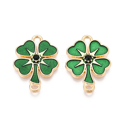 Saint Patrick's Day Alloy Enamel Connector Charms FIND-N011-26KCG-1