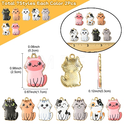 14Pcs 7 Colors Rack Plating Alloy Enamel Pendants FIND-FS0003-05-1