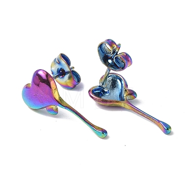 Ion Plating(IP) 304 Stainless Steel Melting Heart Stud Earrings for Women EJEW-F300-14MC-1