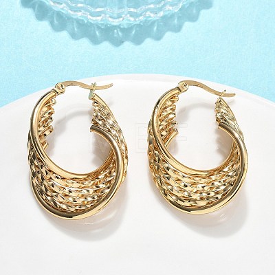 Multilayer Twist 201 Stainless Steel Hoop Earrings EJEW-D354-01G-1