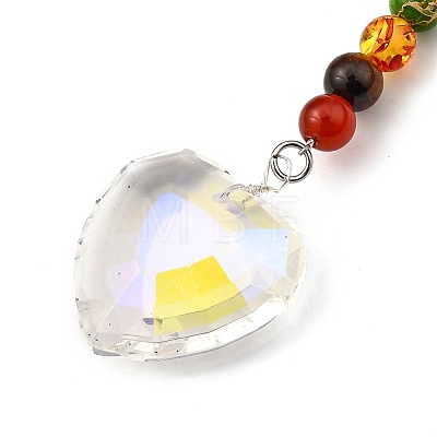 Chakra Heart Crystal Suncatcher Dowsing Pendulum Pendants PALLOY-JF00460-03-1