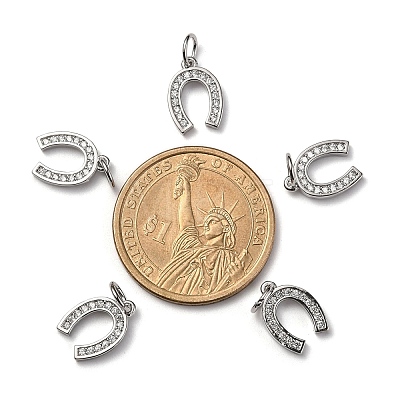 CZ Brass Micro Pave Cubic Zirconia Horse Shoe Charms LS-ZIRC-L018-13P-1