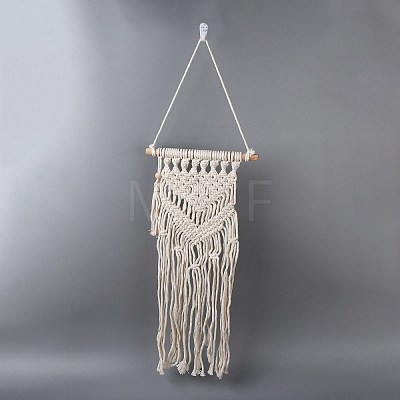 Cotton Cord Macrame Woven Wall Hanging HJEW-C010-17-1