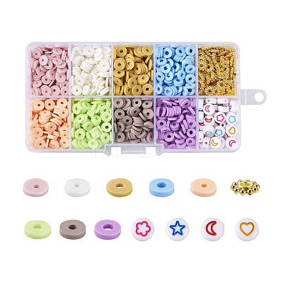 Beadthoven 7790Pcs Flat Round Handmade Polymer Clay Beads CLAY-BT0001-01-1