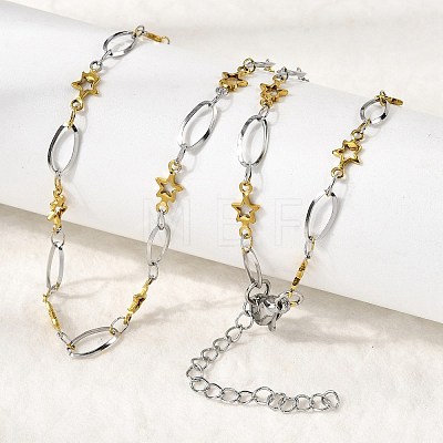 304 Stainless Steel Star Link Chain Necklaces for Women NJEW-A046-02A-GP-1