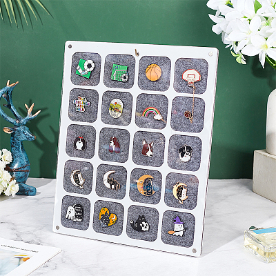 20 Grids Rectangle Felt Wall Mounted Brooch Organizer Display Stands ODIS-WH0038-97-1