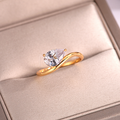 Brass Pave Single Cubic Zirconia Finger Rings for Women ZK8046-3-1