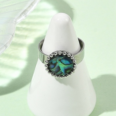 Paua Shell Finger Rings for Women RJEW-JR01101-02-1