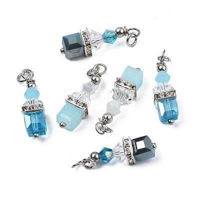 Faceted Transparent Glass Charms GLAA-Q026-08-1