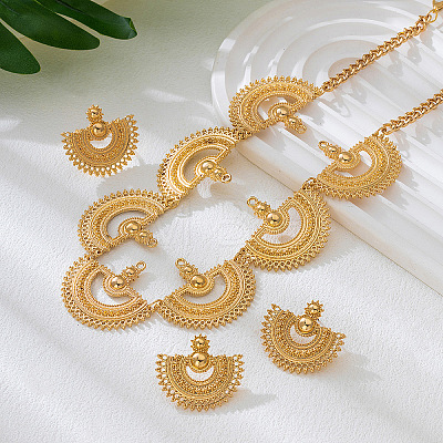 Alloy Fan Shape Stud Earrings & Necklaces & Rings Sets WGD6BDF-01-1