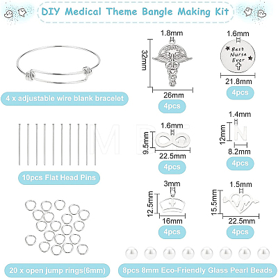 BENECREAT DIY Medical Theme Bangle Making Kit DIY-BC0004-74-1