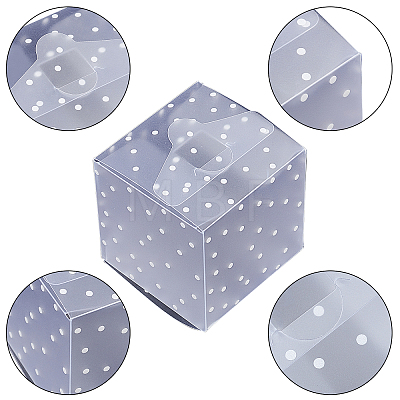 Polka Dot Pattern Transparent PVC Square Favor Box Candy Treat Gift Box CON-BC0006-22-1