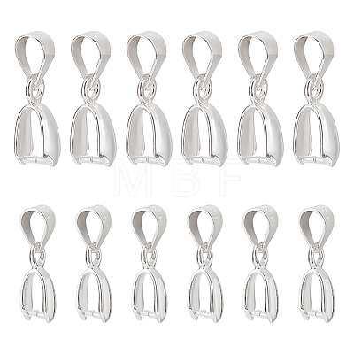12Pcs 2 Size 925 Sterling Silver Ice Pick Pinch Bails STER-BC0001-62-1