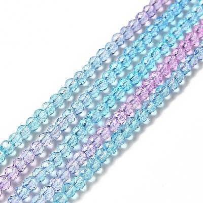 Transparent Gradient Color Glass Beads Strands GLAA-H021-01B-29-1