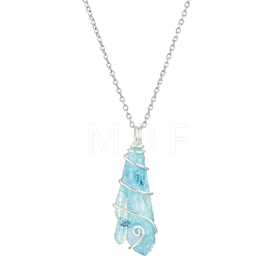 Electroplated Natural Quartz Crystal Prism Copper Wire Wrapped Pendant Necklaces NJEW-JN05027-02-1