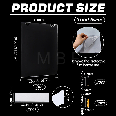 Rectangle Acrylic Wall Document Holder AJEW-WH0643-007-1
