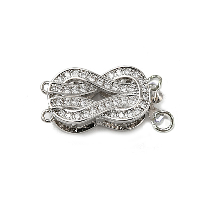 Brass Micro Pave Clear Cubic Zirconia Box Clasps X-KK-E084-28P-1