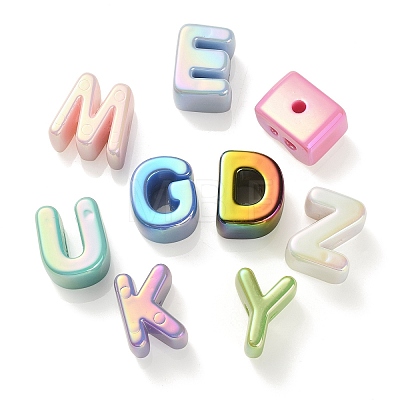 UV Plating Rainbow Iridescent Acrylic Beads OACR-C012-01-1-1