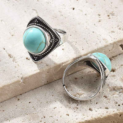 Synthetic Turquoise Adjustable Rings G-P560-03AS-19-1