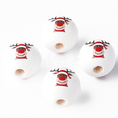 Painted Natural Wood Beads WOOD-N006-186-1