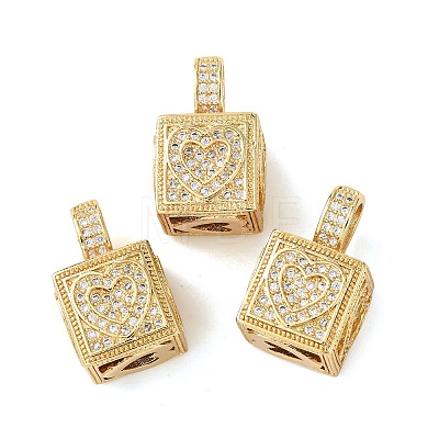 Brass Micro Pave Cubic Zirconia Pendants KK-F919-10A-G-1