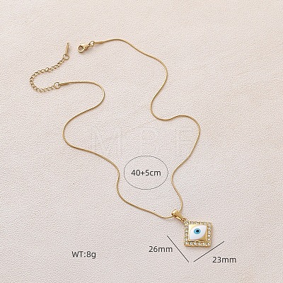 Trendy Cartoon 304 Stainless Steel Enamel White Evil Eye Rhombus Pendant Necklaces for Women MQ6271-1