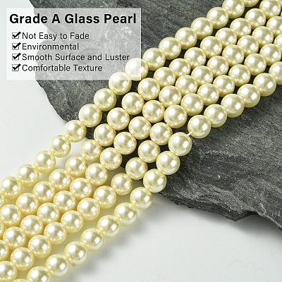 Eco-Friendly Glass Pearl Bead Strands X-HY-A008-8mm-RB003-1