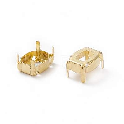 Rectangle Brass Sew on Prong Settings KK-N0084-05G-8x10-1