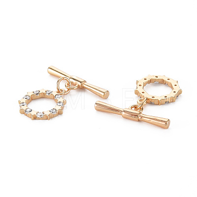 Brass Micro Pave Clear Cubic Zirconia Toggle Clasps KK-S356-500G-NF-1