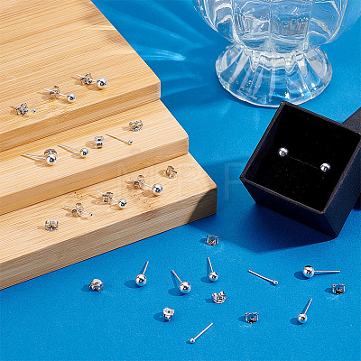 30Pairs 3 Styles 925 Sterling Silver Stud Earrings for Women EJEW-PH0002-09-1