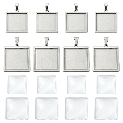 8Pcs 2 Styles 304 Stainless Steel Pendant Cabochon Settings STAS-YW0003-49-1