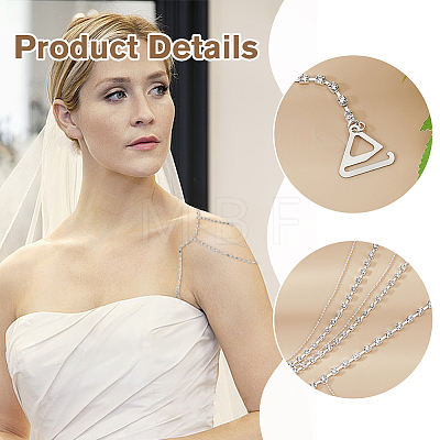 Alloy & Iron Crystal Rhinestone Tassel Sexy Shoulder Bra Body Chains AJEW-WH0455-359P-1