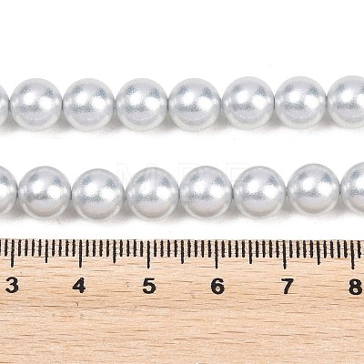 Frosted Glass Pearl Beads Strands GLAA-A044-08A-08-1
