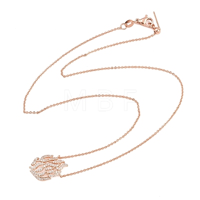 Brass Micro Pave Clear Cubic Zirconia Flame Pendant Adjustable Slider Necklaces KK-CBA4547-10RG-1