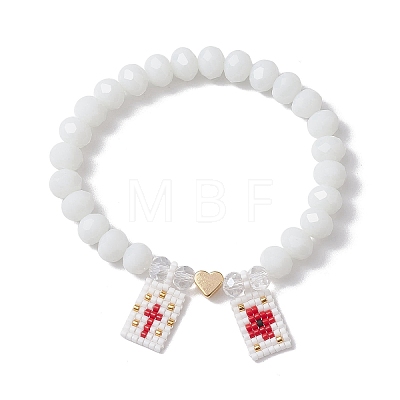 Glass Faceted Rondelle Beaded Stretch Bracelets for Women BJEW-MZ00065-1