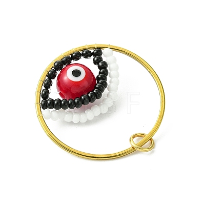 Glass Seed Beaded Evil Eye Pendants PALLOY-MZ00532-02-1