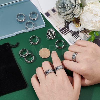 Unicraftale 12Pcs Stainless Steel Grooved Finger Ring Settings STAS-UN0038-94A-1