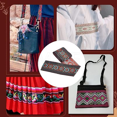 Ethnic Style Embroidery Polycotton Ribbons OCOR-WH0073-28-1