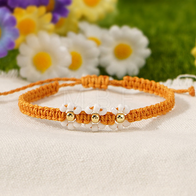 Handmade Daisy Glass Seed Bead Woven Flower Braided Bracelets CR2331-5-1