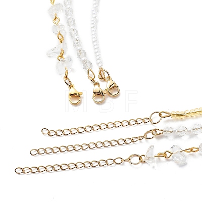 3Pcs 3 Style Brass Star Charm Necklaces Set NJEW-JN04017-1