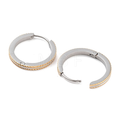 304 Stainless Steel Textured Huggie Hoop Earrings for Women EJEW-C096-35D-1