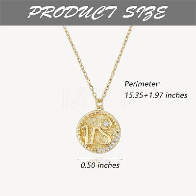 925 Sterling Silver 12 Constellation Necklace Gold Horoscope Zodiac Sign Necklace Round Astrology Pendant Necklace with Zircons Birthday Jewelry Gift for Women Men JN1089L-1