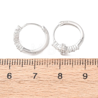 Cross 925 Sterling Silver Micro Pave Clear Cubic Zirconia Hoop Earrings EJEW-K317-06P-1
