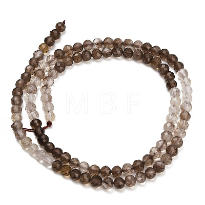 Gradient Color Natural Smoky Quartz Beads Strands G-Z106-A05-4mm-01-1