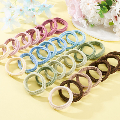 4 Sets 4 Colors Polyester Elastic Hair Accessories OHAR-TA0001-21-1