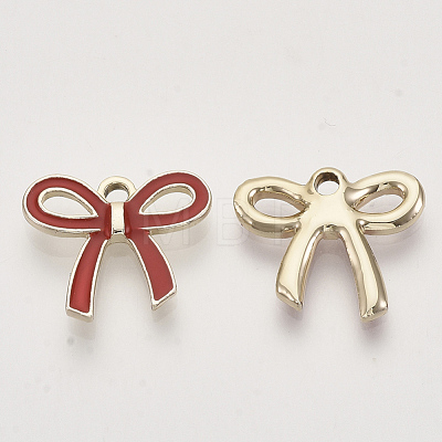 Light Gold Plated Alloy Pendants X-ENAM-T009-40B-1