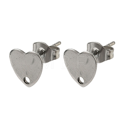 Non-Tarnish 304 Stainless Steel Heart Stud Earring Findings X-STAS-R063-37-1