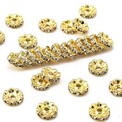 Brass Grade A Crystal Rhinestone Spacer Beads X-RB-A006-10MM-G-1